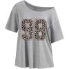 imageVerdusa Womens Off The Shoulder Letter Graphic Tees Shirts Jersey Short Sleeve Summer Tee TopsGrey98