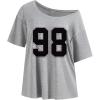 imageVerdusa Womens Off The Shoulder Letter Graphic Tees Shirts Jersey Short Sleeve Summer Tee TopsLight Grey