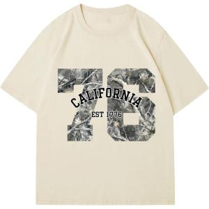 imageVerdusa Womens Camo Number Graphic TShirt Crew Neck Letter Print Jersey Tee TopsBeige