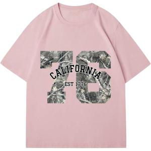 imageVerdusa Womens Camo Number Graphic TShirt Crew Neck Letter Print Jersey Tee TopsPink