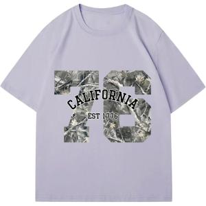 imageVerdusa Womens Camo Number Graphic TShirt Crew Neck Letter Print Jersey Tee TopsPurple