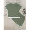 imageVerdusa Boys 2 Piece Casual Summer Outfits Waffle Knit Short Sleeve T Shirt and Track Shorts SetsArmy Green