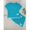 imageVerdusa Boys 2 Piece Casual Summer Outfits Waffle Knit Short Sleeve T Shirt and Track Shorts SetsBlue
