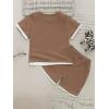 imageVerdusa Boys 2 Piece Casual Summer Outfits Waffle Knit Short Sleeve T Shirt and Track Shorts SetsBrown