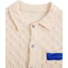 imageVerdusa Boys 2 Piece Outfit Textured Letter Short Sleeve Shirt and Shorts SetBeige