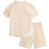 imageVerdusa Boys 2 Piece Outfit Textured Letter Short Sleeve Shirt and Shorts SetBeige