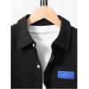 imageVerdusa Boys 2 Piece Outfit Textured Letter Short Sleeve Shirt and Shorts SetBlack