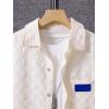 imageVerdusa Boys 2 Piece Outfit Textured Letter Short Sleeve Shirt and Shorts SetKhaki