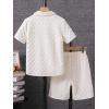 imageVerdusa Boys 2 Piece Outfit Textured Letter Short Sleeve Shirt and Shorts SetKhaki