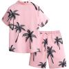 imageVerdusa Boys 2 Piece Outfits Hawaiian Vacation Beach Button Down Shirt and Shorts Matching SetsLight Pink