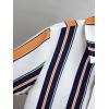 imageVerdusa Boys 2 Piece Outfits Striped Print Short Sleeve Collared Button Down Shirt and Shorts SetOrange White