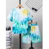imageVerdusa Boys 2 Piece Outfits Tie Dye Crew Neck Tee Shirts and Track ShortsGreen and Blue