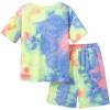 imageVerdusa Boys 2 Piece Outfits Tie Dye Crew Neck Tee Shirts and Track ShortsMulticolor