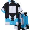 imageVerdusa Boys 2 Piece Set Colorblock Button Down Collar Neck Short Sleeve Shirt with High Waist ShortsMulticolor
