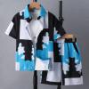 imageVerdusa Boys 2 Piece Set Colorblock Button Down Collar Neck Short Sleeve Shirt with High Waist ShortsMulticolor