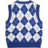 imageVerdusa Boys V Neck Argyle Print Knitted Vintage Sweater Vest Casual Sleeveless PulloversBlue