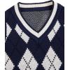 imageVerdusa Boys V Neck Argyle Print Knitted Vintage Sweater Vest Casual Sleeveless PulloversBlue Grey