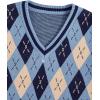 imageVerdusa Boys V Neck Argyle Print Knitted Vintage Sweater Vest Casual Sleeveless PulloversLight Blue