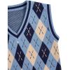 imageVerdusa Boys V Neck Argyle Print Knitted Vintage Sweater Vest Casual Sleeveless PulloversLight Blue