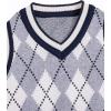 imageVerdusa Boys V Neck Argyle Print Knitted Vintage Sweater Vest Casual Sleeveless PulloversLight Grey