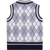 imageVerdusa Boys V Neck Argyle Print Knitted Vintage Sweater Vest Casual Sleeveless PulloversLight Grey