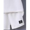 imageVerdusa Toddler Boys Casual 2 Piece Outfit Letter Patched Round Neck Tee Top and Elastic Waist Track Bermuda ShortsWhite
