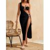 imageVerdusa Womens 3 Piece Elegant Swimwear Bikini Set Asymmetrical Swimsuit with One Shoulder Cover UpBlack