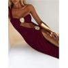 imageVerdusa Womens 3 Piece Elegant Swimwear Bikini Set Asymmetrical Swimsuit with One Shoulder Cover UpBurgundy