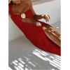 imageVerdusa Womens 3 Piece Elegant Swimwear Bikini Set Asymmetrical Swimsuit with One Shoulder Cover UpRed