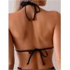 imageVerdusa Womens Floral Print Halter Bikini Top String Triangle Bra Swimsuit TopsBlack Flower