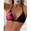 imageVerdusa Womens Floral Print Halter Bikini Top String Triangle Bra Swimsuit TopsBlack Flower