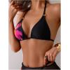 imageVerdusa Womens Floral Print Halter Bikini Top String Triangle Bra Swimsuit TopsBlack Flower