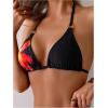 imageVerdusa Womens Floral Print Halter Bikini Top String Triangle Bra Swimsuit TopsBlack and Red