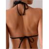 imageVerdusa Womens Floral Print Halter Bikini Top String Triangle Bra Swimsuit TopsBlack and Red