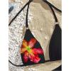 imageVerdusa Womens Floral Print Halter Bikini Top String Triangle Bra Swimsuit TopsBlack and Red