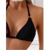 imageVerdusa Womens Floral Print Halter Bikini Top String Triangle Bra Swimsuit TopsBlack and Red