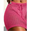 imageVerdusa Womens Tie Front High Waist Crochet Short Beach Skirt Swimsuit Cover UpDark Pink