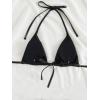 imageVerdusa Womens Triangle Bikini Top Self Tie PU Leather Halter Swim TopBlack