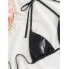 imageVerdusa Womens Triangle Bikini Top Self Tie PU Leather Halter Swim TopBlack