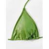 imageVerdusa Womens Triangle Bikini Top Self Tie PU Leather Halter Swim TopGreen