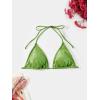 imageVerdusa Womens Triangle Bikini Top Self Tie PU Leather Halter Swim TopGreen