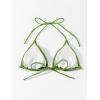 imageVerdusa Womens Triangle Bikini Top Self Tie PU Leather Halter Swim TopGreen