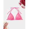 imageVerdusa Womens Triangle Bikini Top Self Tie PU Leather Halter Swim TopPink