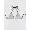 imageVerdusa Womens Triangle Bikini Top Self Tie PU Leather Halter Swim TopSilver