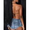 imageVerdusa Womens Triangle Bikini Top Self Tie PU Leather Halter Swim TopSilver