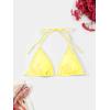 imageVerdusa Womens Triangle Bikini Top Self Tie PU Leather Halter Swim TopYellow