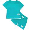 imageVerdusa Boys 2 Piece Casual Summer Outfits Waffle Knit Short Sleeve T Shirt and Track Shorts SetsBlue