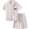 imageVerdusa Boys 2 Piece Outfit Textured Letter Short Sleeve Shirt and Shorts SetKhaki
