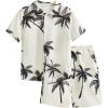 imageVerdusa Boys 2 Piece Outfits Hawaiian Vacation Beach Button Down Shirt and Shorts Matching SetsBeige