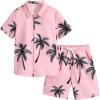 imageVerdusa Boys 2 Piece Outfits Hawaiian Vacation Beach Button Down Shirt and Shorts Matching SetsLight Pink
